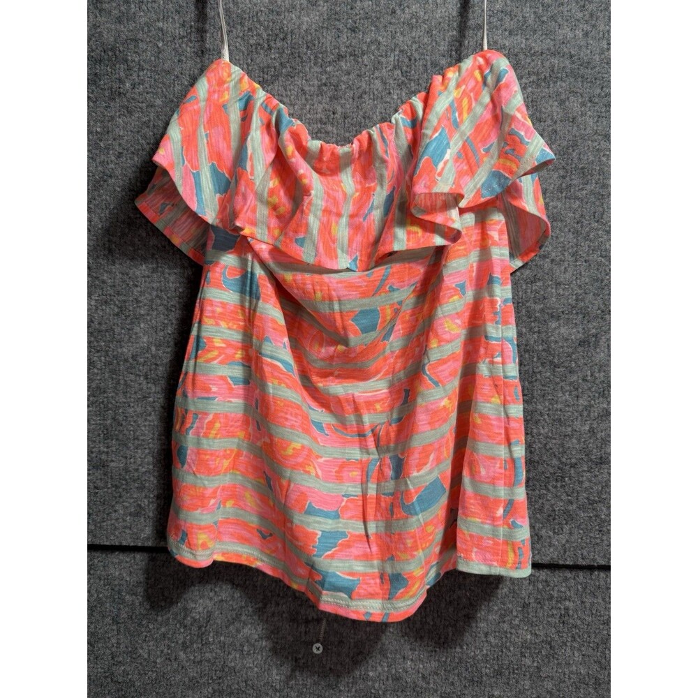 Lilly Pulitzer 57494 Strapless Top Small Multicolor Ruffle Flounce Resort Blouse